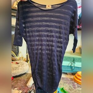 Navy Blue quarter sleeve stripe tunic size Medium